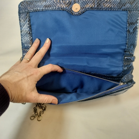 White House Black Market Snakeskin Clutch with Chain Strap NWOT - Picture 5 of 11